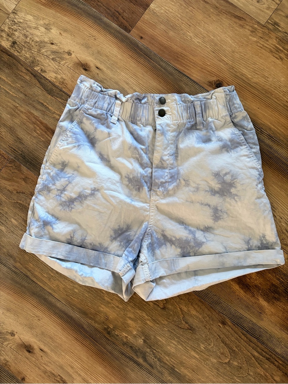 Universal Thread Blue Tie-Dye Paperbag High-Waist Shorts
